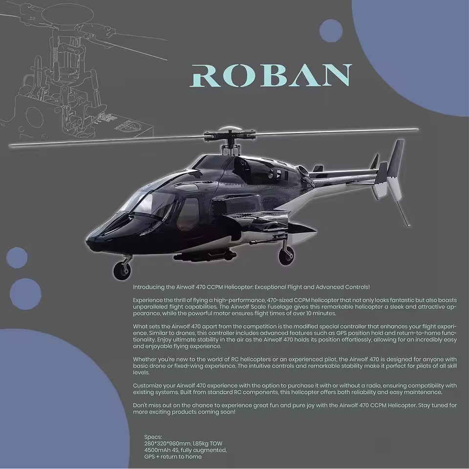 ROBAN 470 Size Airwolf Helicop - Rc Helicopter Bag ulasan dan harga